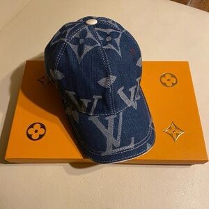Louis Vuitton Monogram Baseball Hat White Leather Trim